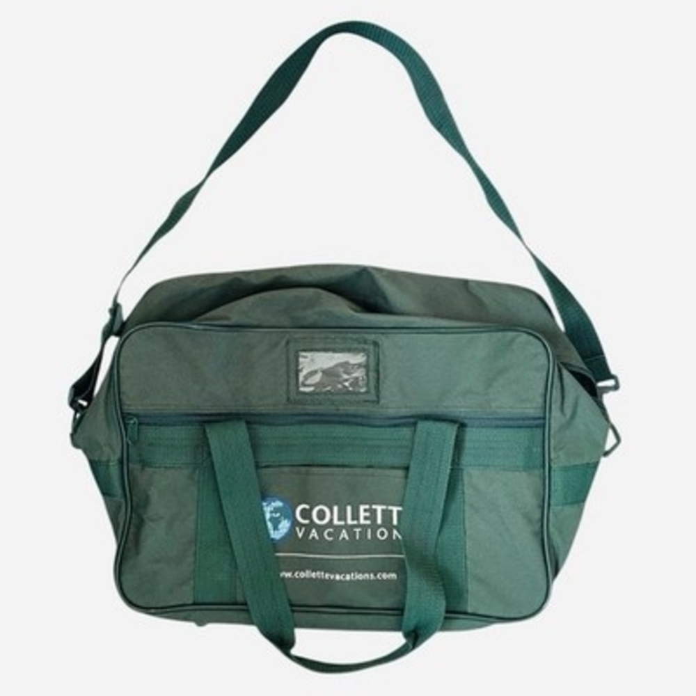 Collette Vacations Vintage Green Travel Duffel Bag Carry-On Tote 16x6x10" Good
